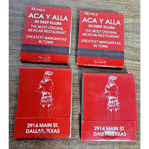 Dallas Texas Monica's Ava Y Alla Deep Ellum Mexican Restaurant Matchbook Lot NOS